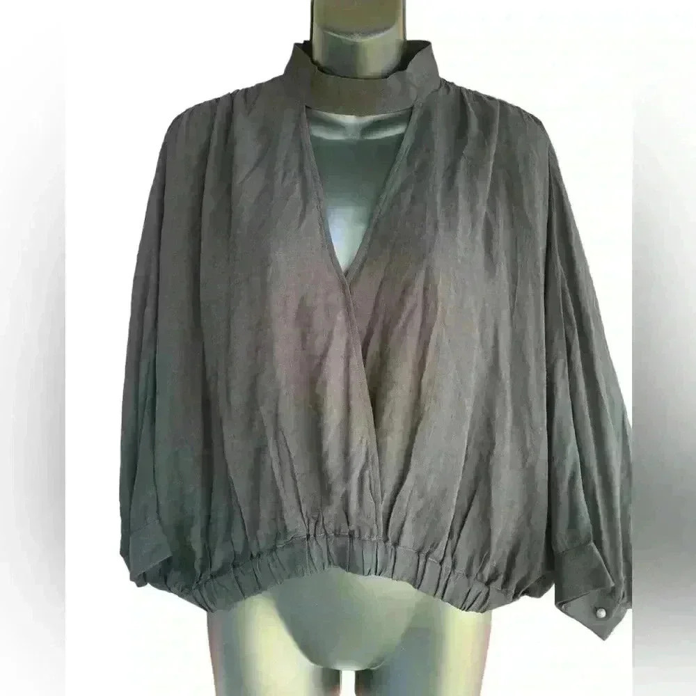Anthropologie Maeve High-neck Cutout Blouse Black size small gently used - Picture 4 of 10